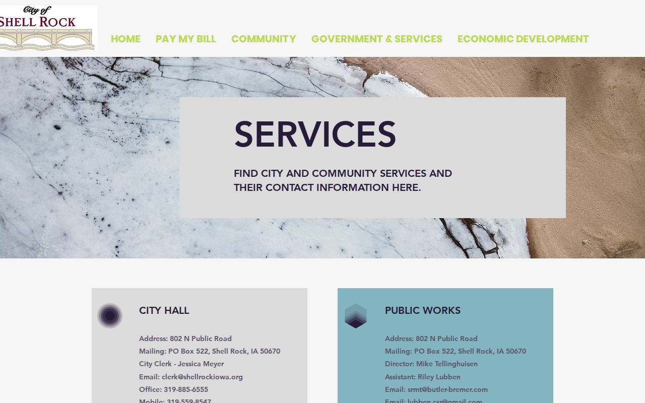 Shell Rock official sheriff-policed city arrest contact page