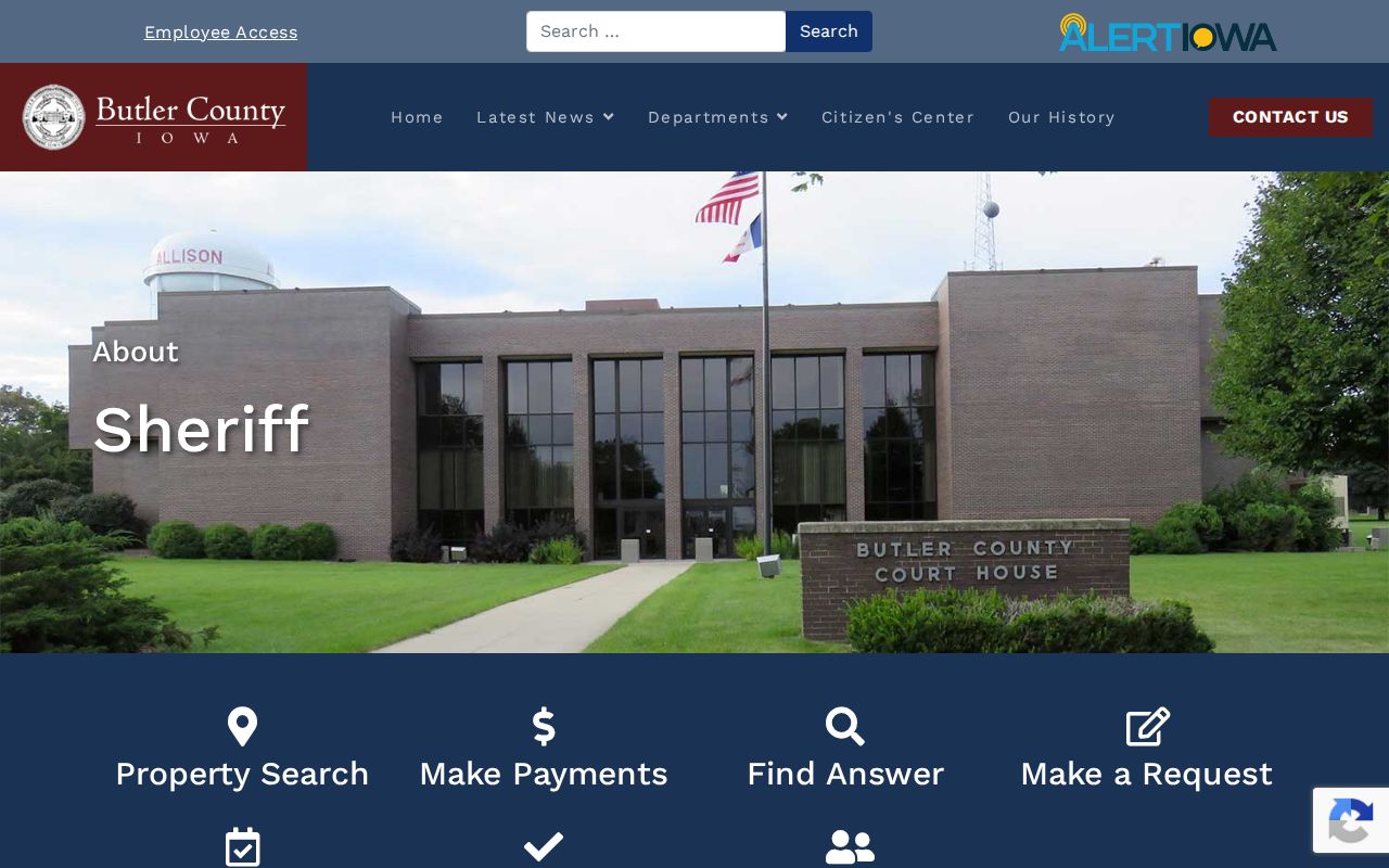 Butler County Sheriff page with jail and contact information