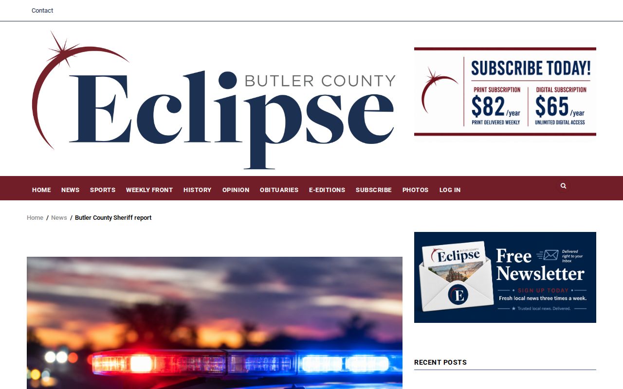 Butler County sheriff report newspaper source